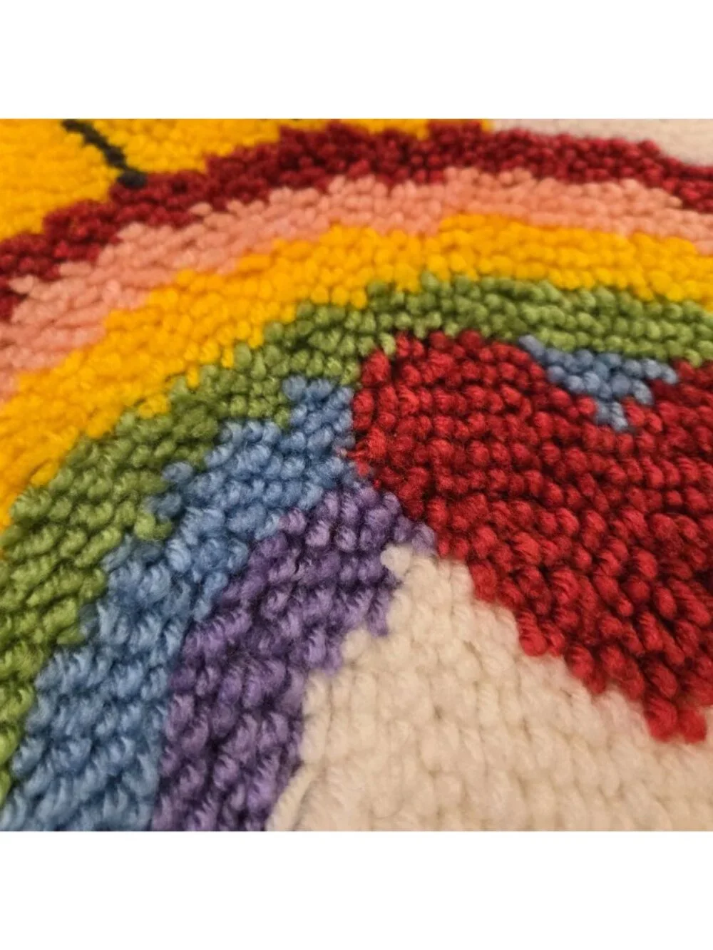 Wonderart Latch Hook Kit Rainbow Smiley Rainbow Heart Finished Wall Art